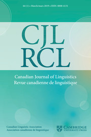 Cover photo of the Canadian Journal of Linguistics/Revue canadienne de linguistique