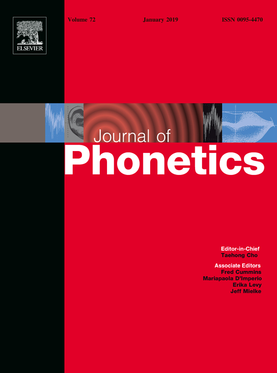 Cover photo of Journal of Phonetics 73