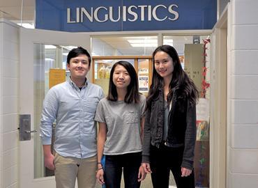 Undergraduate researchers Jonathan Ng, Mira Chow and Kate Cheung.